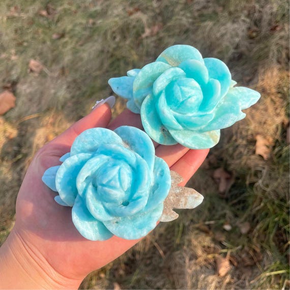 Natural Hemimorphite Flower Carving,Hand Carved c,Home Decor,Gift For Lover