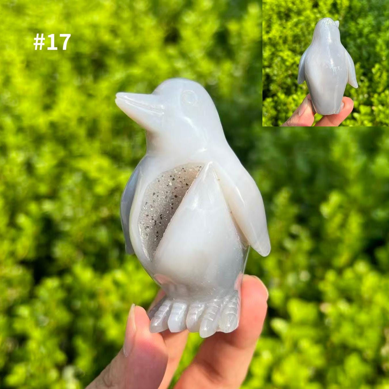 手彫りの瑪瑙ジオードペンギン：天然水晶の置物 - Etsy 日本