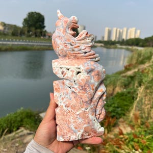 3.23LB Natural Pink Agate Phoenix Carving,Crystal Phoenix,Mineral Specimen,Home Decoration,Reiki Healing,Crystal Gift
