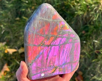 Unique Natural Labradorite Freeform Crystal,Labradorite Specimens,Purple Flash,Energy Gifts,Home Decor