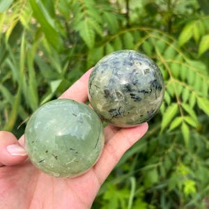 55mm+ Natural Prehnite Sphere,Crystal Sphere,Quartz Ball,Mineral Specimen,Home Decoration,Reiki Healing,Crystal Gifts 1pc