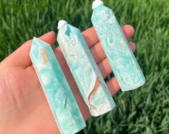 Natural Hemimorphite Point,Quartz Obelisk,Reiki Healing Wand,Crystal Gift,Home Decor 1pc