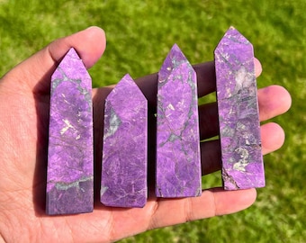 高品質パープリートタワーポイントオベリスクヒーリングクリスタル #A