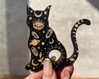 Soporte de esfera de cristal de madera, decoración de bruja, soporte para piedras preciosas