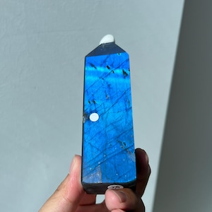4.8&quot; Natural Blue Flash Labradorite Tower,Labradorite Obelisk,Crystal Wand Point,Mineral Specimen,Home Decoration,Reiki Healing,Crystal Gift