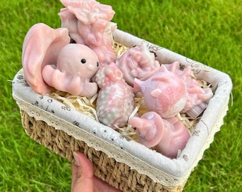 Handgesneden roze opaal dierenfiguurtje, genezend kristaldecor