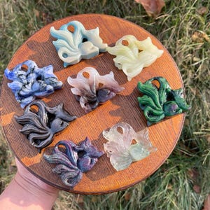 Natural Crystal Nine-Tailed Fox Carving, Fox Skull,Reiki Healing,Home Decor,Crystal Gift