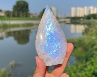 Cristallo di pietra di luna intagliato a mano, decorazione per guarigione Reiki, decorazione con pietre preziose, regalo di cristalli per lei