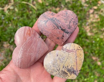 Natural Picture Jasper Heart Carving,Reiki Healing Gemstone,Crystal Gift,Home Decor 1pc