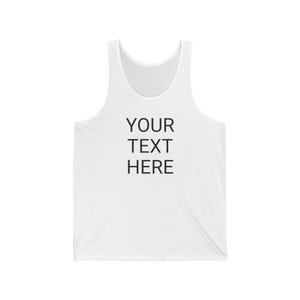 Custom Text Tank Top, Personalized Jersey Tank, Unisex Tank, Sleeveless Shirt, Summer Top