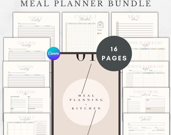 Editable Canva Meal Planner Bundle | Kitchen Organization Printable (Digital Download)