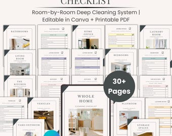 Editable Home Cleaning Checklist | Canva PDF Planner Bundle