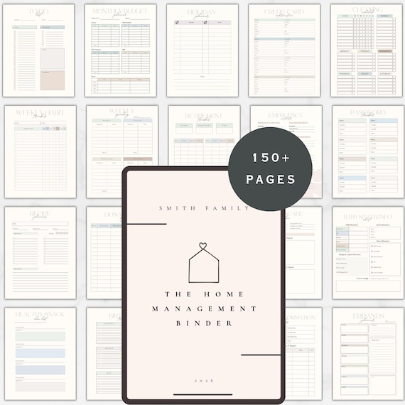 Home Management Binder Canva Template | Family Organizer, Mom Planner (Digital Download)