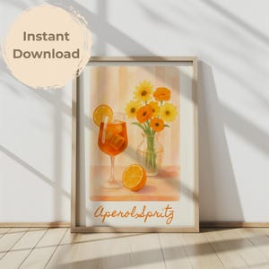 Aperol Spritz Vintage Cocktail Poster: Trendy Bar Cart Art (Digital Download