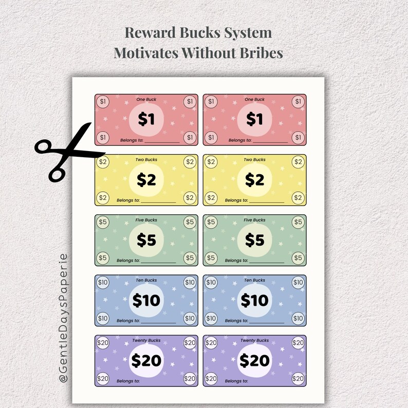 Printable Kids Reward Chart & Bucks | Toddler, Preschool Behavior ...