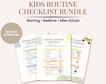 Kids Routine Checklist Bundle | Morning, Bedtime, After School (Printable PDF)