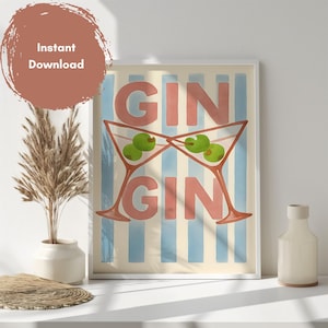 Gin Wanddruck | Barwagen Kunst | Gin Blumenstrauß Kunst | Gin Flasche mit Blumen Kunst | Barwagen Dekor | Hendricks Cocktail Kunst | Druckbar