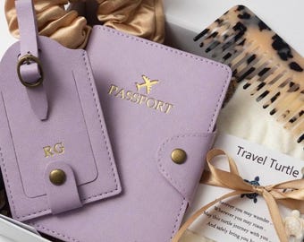 Personalized Travel Gift Set: Engraved Passport Holder & Luggage Tag