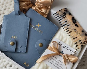 Personalized Travel Gift Set: Engraved Passport Holder & Luggage Tag