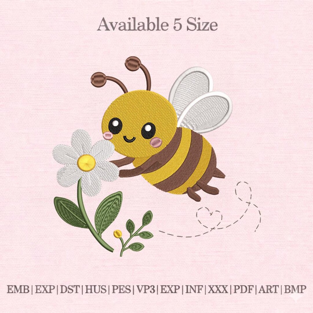 Cute Bee Embroidery Design, Bumble Bee Machine Embroidery File, Spring ...