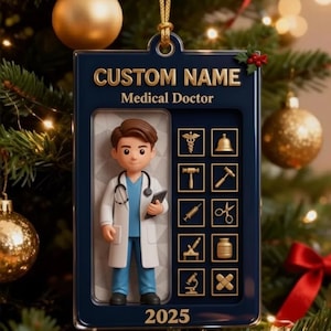 Custom Medical Doctor Ornament 2025 – Personalized Doctor Gift with Name – Medical Student Graduation Ornament