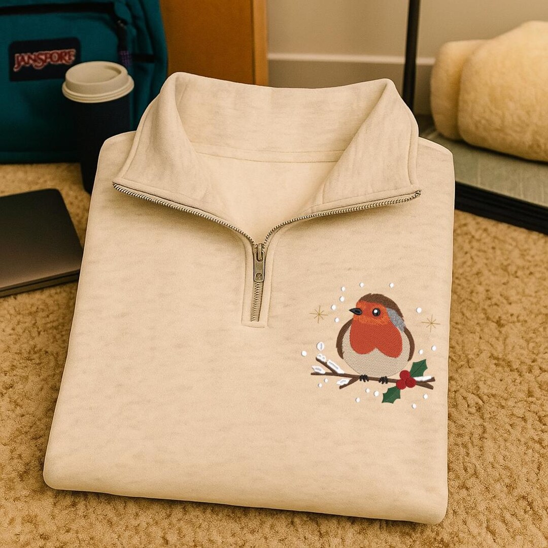 Robin Bird Winter Embroidery Design, Christmas Robin on Branch Machine ...