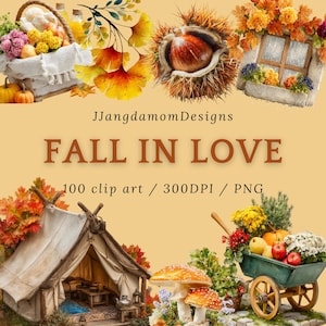 Autumn Watercolor Clipart Bundle: 100 Cozy Fall PNG Elements (Digital Download)