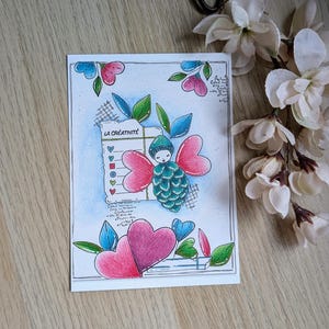 Carte postale ou de décoration - Illustrations originales thème cœur en fête