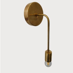 1950&#39;s Mid-Century 1 Light Brass Wall Sconce Light Industrial Style Wall Light Fixture with Exposed Bulb Modern Bedside or Hallway Wall Lamp