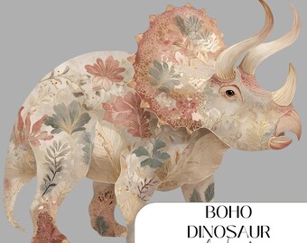 Baby Dinosaur Clipart PNG, Printable Watercolor Boho DinoBundle, High Quality PNGs, Digital download, Paper craft, Junk journals