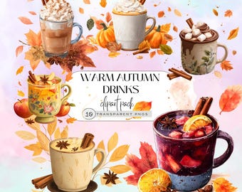 Herfstdrankje clipart, gezellige herfstdrankje png, Pumpkin Spice Latte Art, warme dranken digitale download
