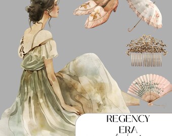 48 Regency Era Clipart,Printable Watercolour Vintage Romance PNGS, Scrapbooking, Commercial Use, High Quality Paper craft, Junk journals