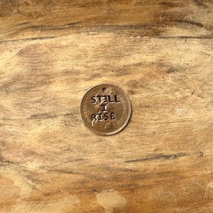 Vintage Copper Antique Hand Stamped Still I Rise Coin Charms Pendant