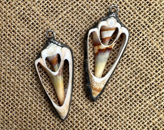 Natural Beach Shell Conch Slices Hand Soldered Metalwork Pendants ...
