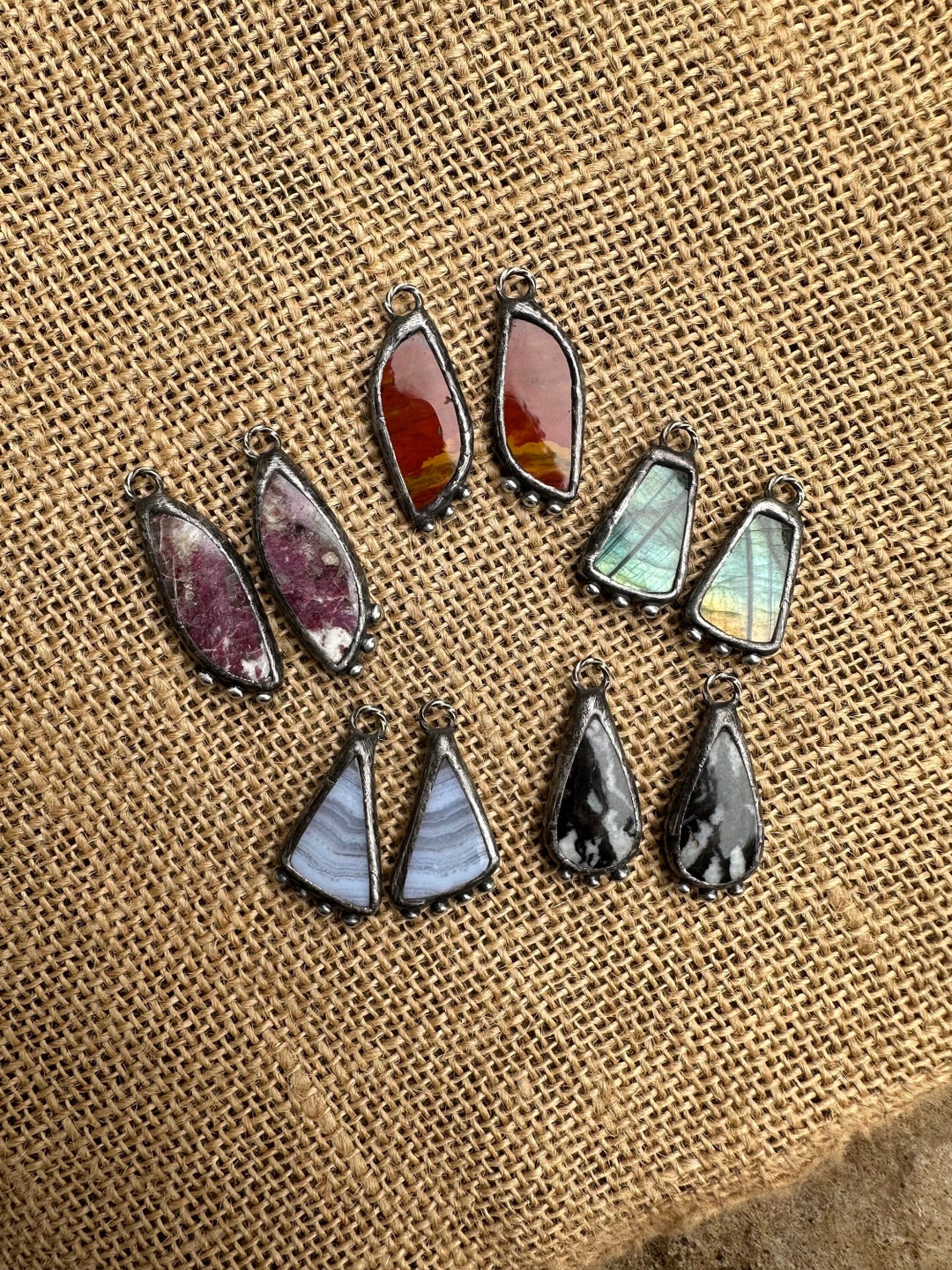 Various Gemstone Hand Soldered Earring Sets Pairs Pendants Charms