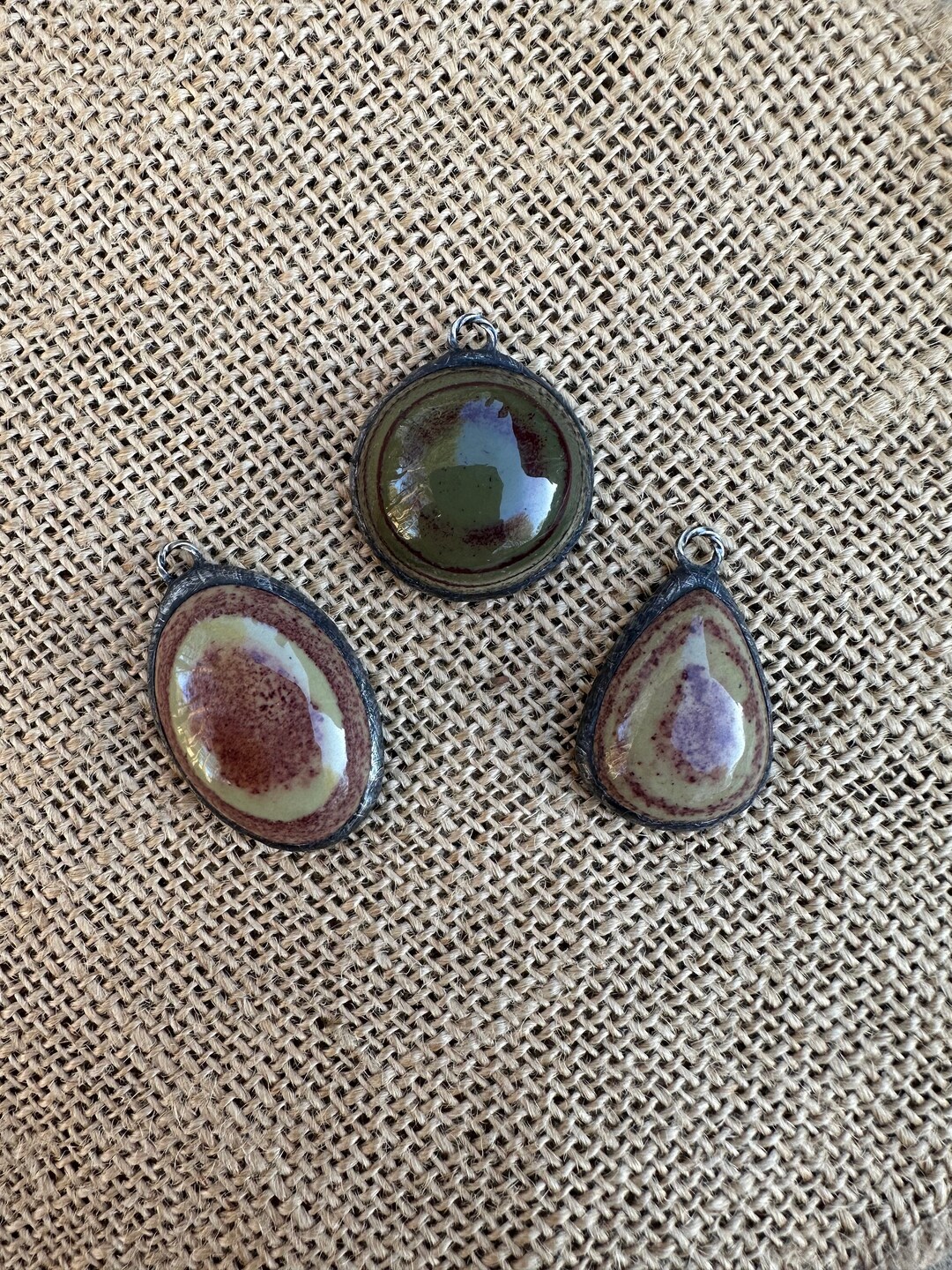 Dragons Eye Jasper Soldered Pendants Metalwork Artisan Art Supply
