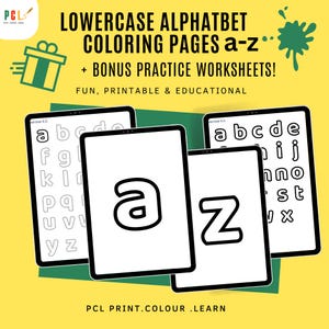 Lowercase Alphabet Coloring Pages a–z | Preschool Printable PDF | Letter Recognition Worksheets | Kids Homeschool Activities/coloring sheets