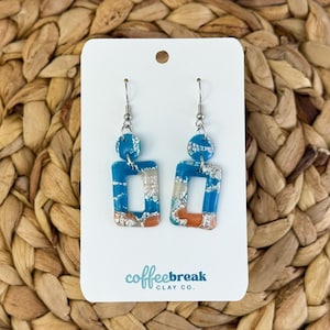Multicolor Earrings, Lightweight Earrings for Her, Colorful Large Geometric Earrings, Handmade Polymer Clay Earrings, Bright Summer Earrings