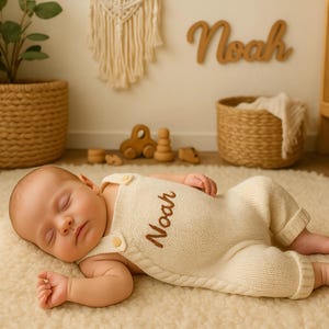 Custom Baby Overalls – Hand Embroidered Newborn Jumpsuit, Unisex Infant Outfit, Newborn Gift Ideas, Luxury Baby and 1st Birthday Clothes