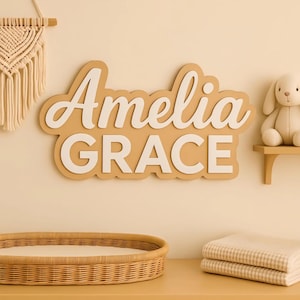 Placa de nome para berçário – Placa de madeira para recém-nascidos, ideias boho para berçário, presente exclusivo para recém-nascidos, presente para novos pais, acessório para fotos de recém-nascidos