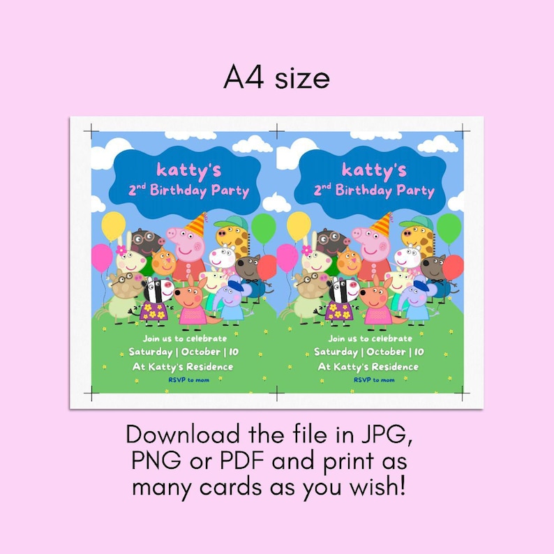 Editable Birthday Invitation | Pig Cartoon Party Template for Kids ...