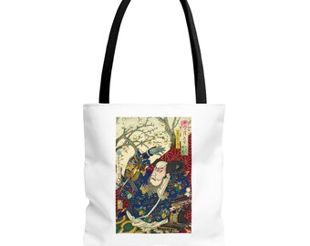 Ukiyo-e Samurai Canvas Tote Bag, Japanese Art Gift