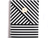 Personalized Notebook - Multi Diagonal Stripe - Choose your own Monogram
