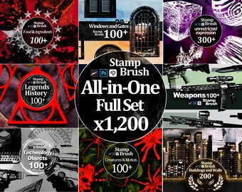1,200+ Pro Stamp Brushes – All-in-One Creative Pack (ABR / Brushset / SUT / PNG)