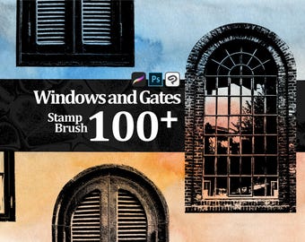 Stamp Brush Windows and Gates abr / Brushset / sut / png