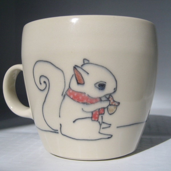 Handmade Coffee Mug- Squirrel and Acorn Mug