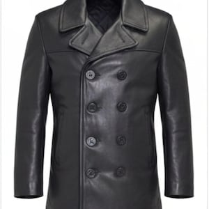 Vintage Leather Pea Coat - Etsy