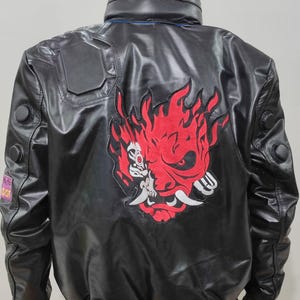 Men&#39;s Cyberpunk Jacket Samurai Bomber Leather-Streetwear 2077 Tech wear Cosplay Costume-anime Gaming Sci-fi Jacket