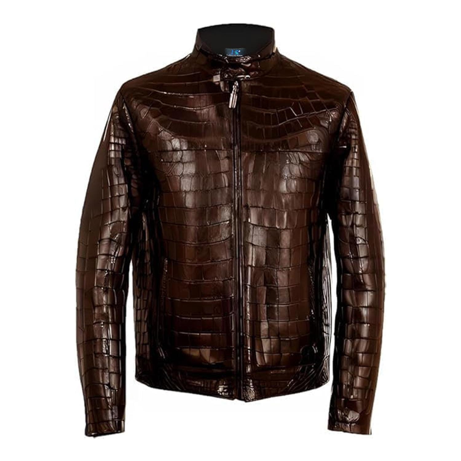 Men's Crocodile Embossed Leather Biker Jacket: Handmade Cowhide - Etsy