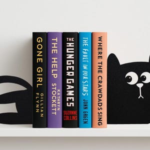 Funny cute cat bookend, Cat bookshelf decor, Animal bookend, Cat lover gift, Unique bookends
